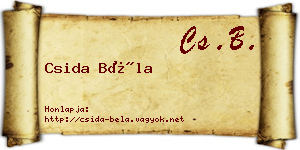 Csida Béla névjegykártya
